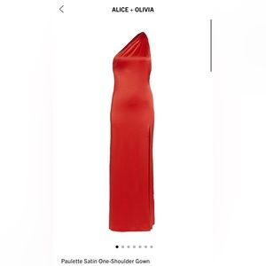 Alice + Olivia Paulette Satin One-Shoulder Gown